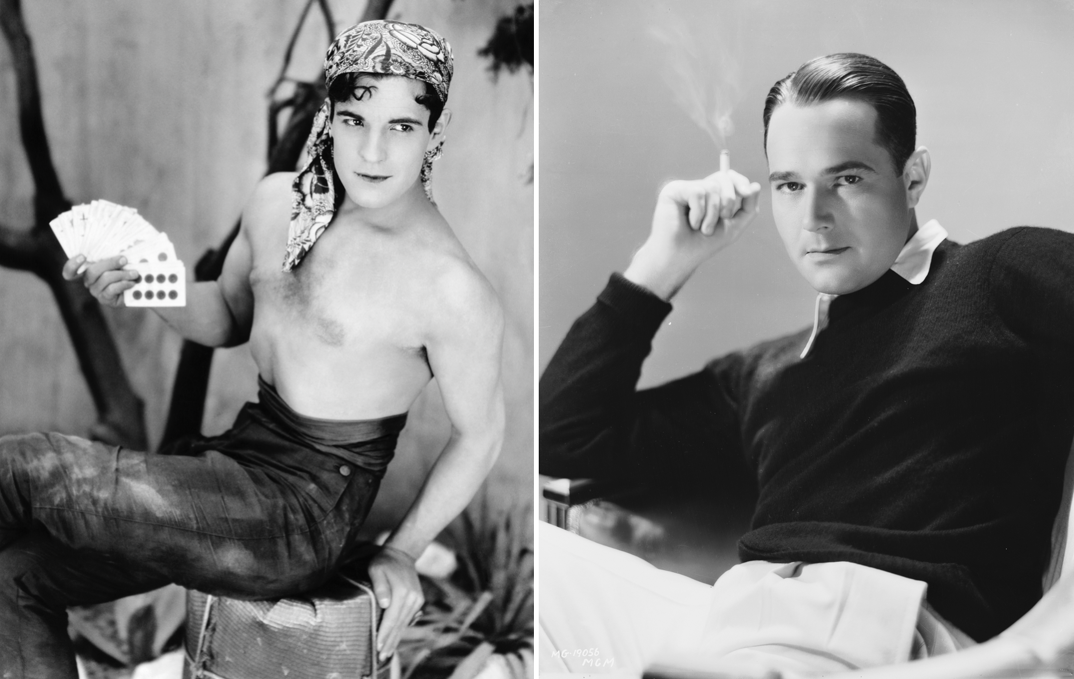 (From left) Ramon Novarro in The Road to Romance, 1927; William Haines in a publicity still, circa 1930.