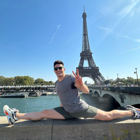 Gymnast Arthur Nory does the splits in Paris & gives us the best Olympic preview possible