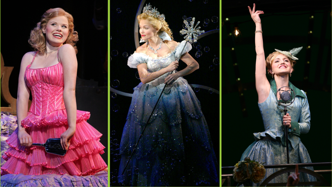 (from left) Megan Hilty, Kristin Chenoweth, and Annaleigh Ashford as Glinda in "Wicked."