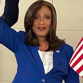 Can you identify this male celebrity dressed in drag as Kamala Harris for Halloween?