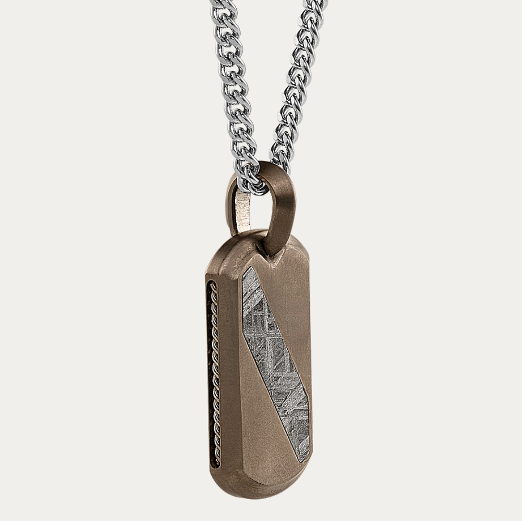 Galaxy Meteorite and Stainless Steel Dog Tag.