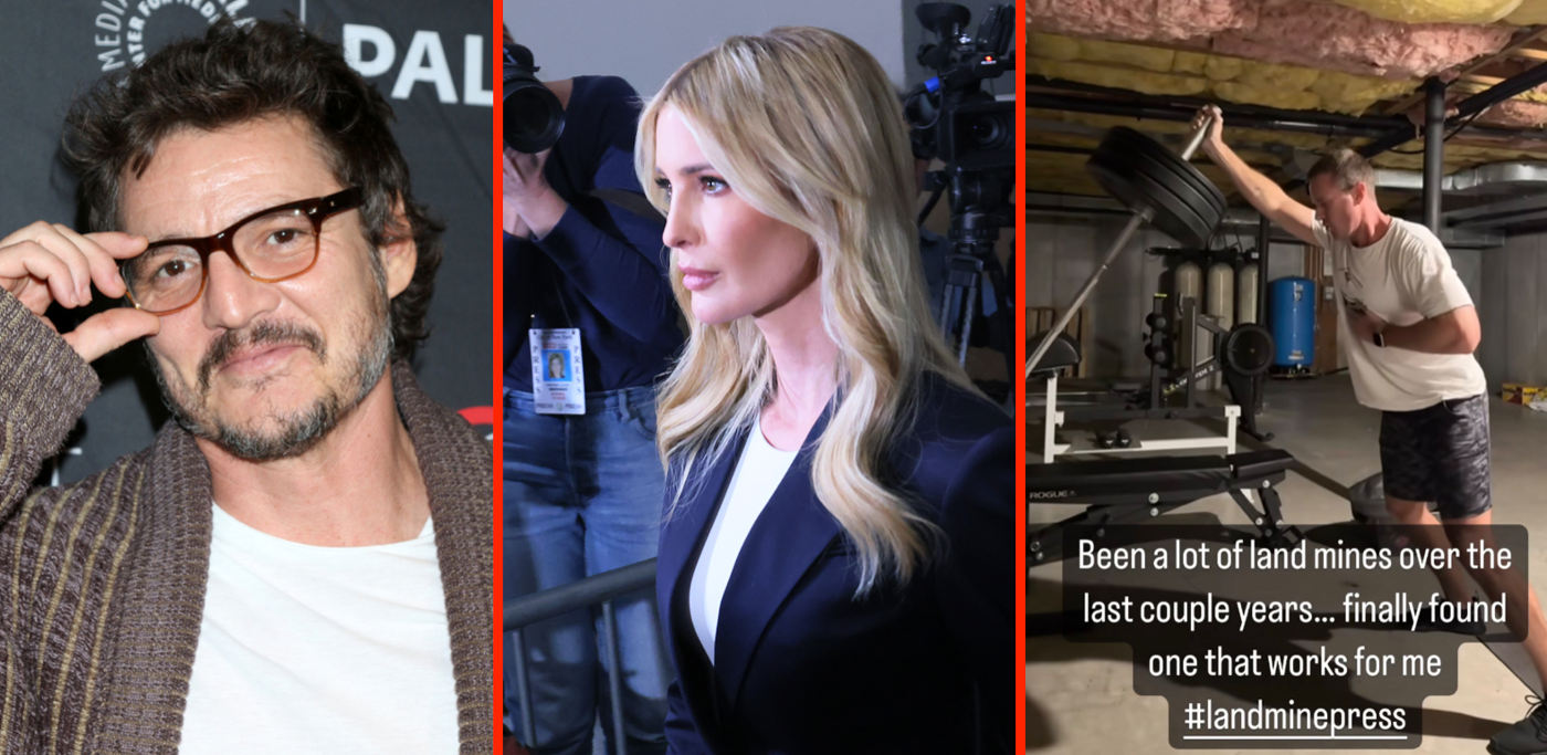 A threeway image of Pedro Pascal, Ivanka Trump, and Armie Hammer.
