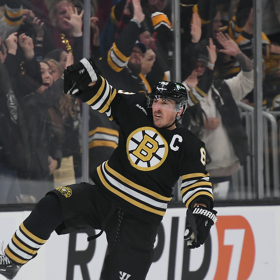 Bruins star & staunch LGBTQ+ ally Brad Marchand shines during Pride Night