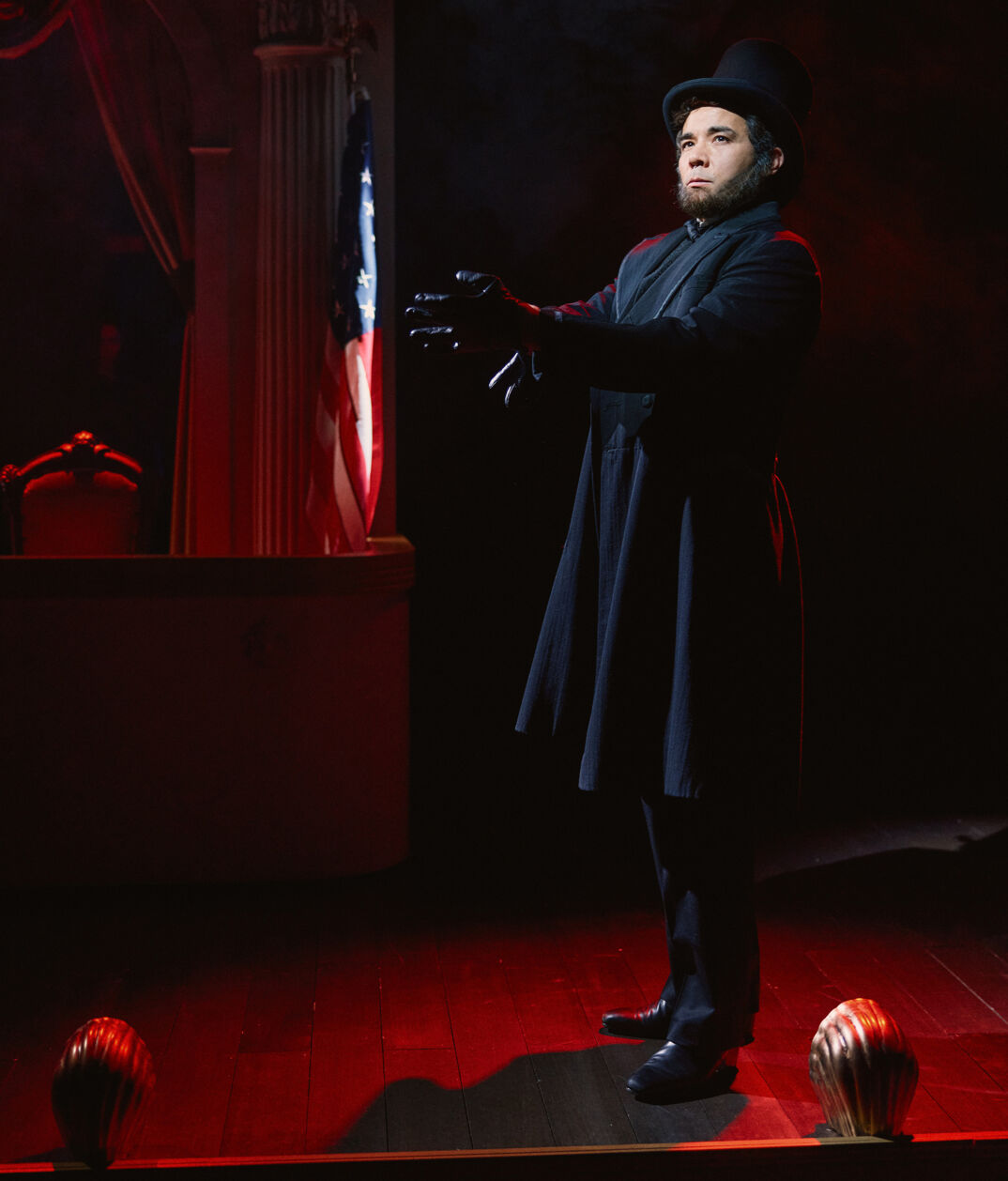Conrad Ricamora as Abraham Lincoln in "Oh, Mary!"