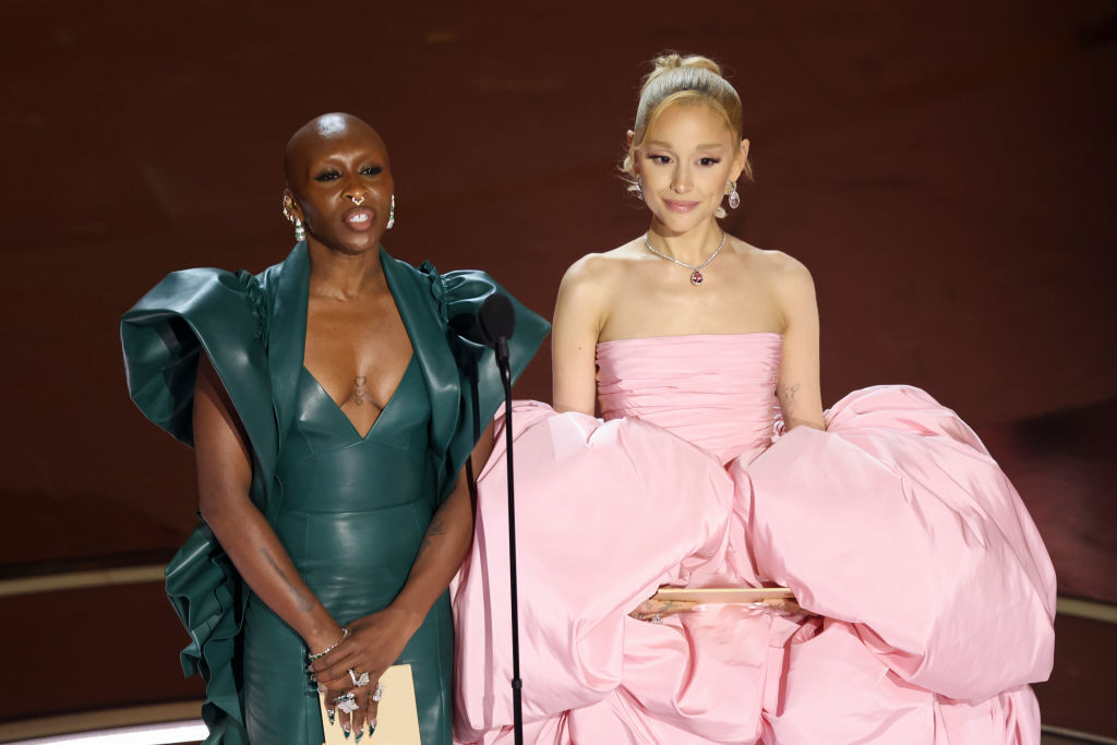 Cynthia Erivo and Ariana Grande at the 96th Annual Oscars held at Dolby Theatre on March 10, 2024 in Los Angeles, California. 