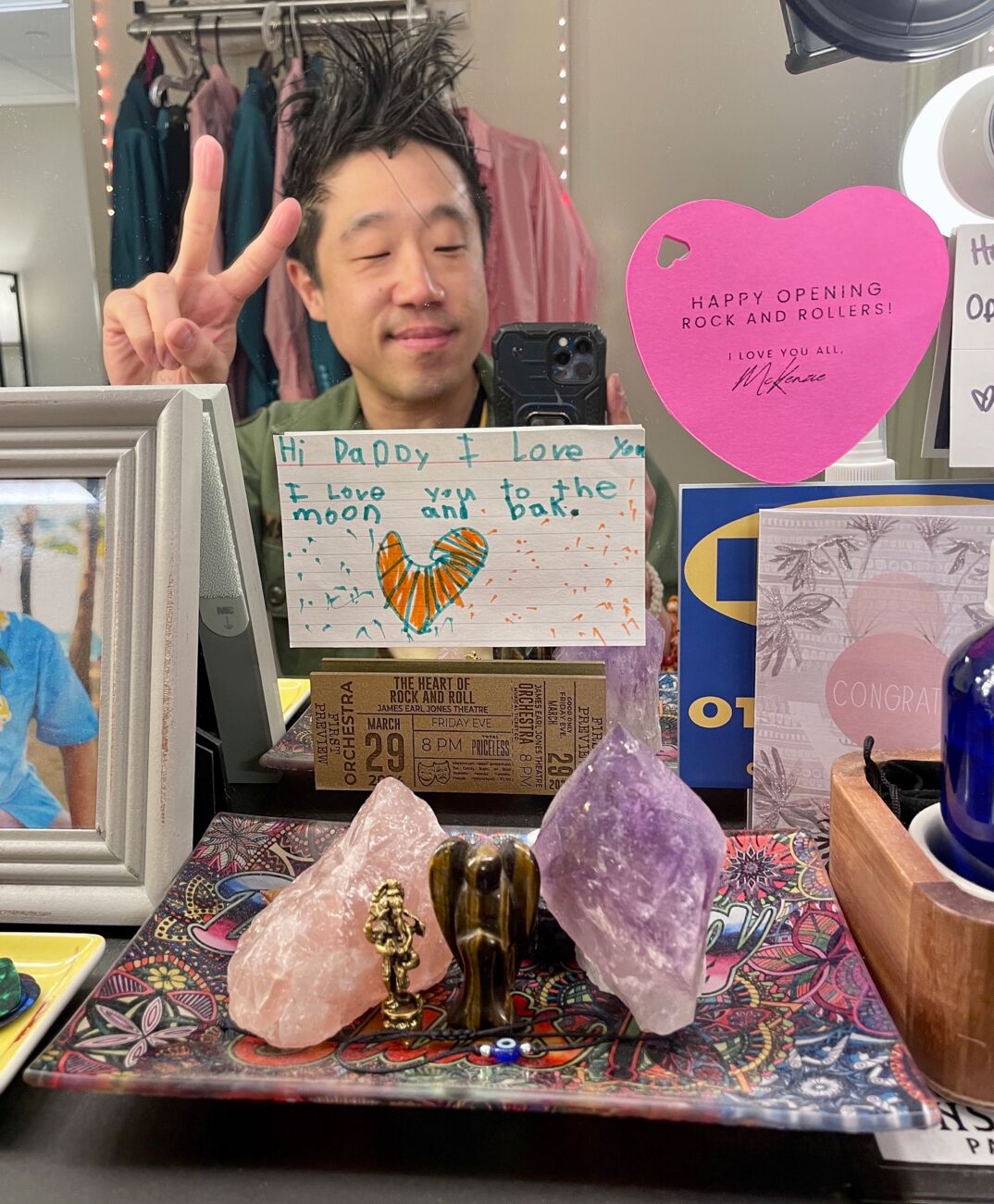 Raymond J. Lee in his dressing room at "The Heart of Rock and Roll."