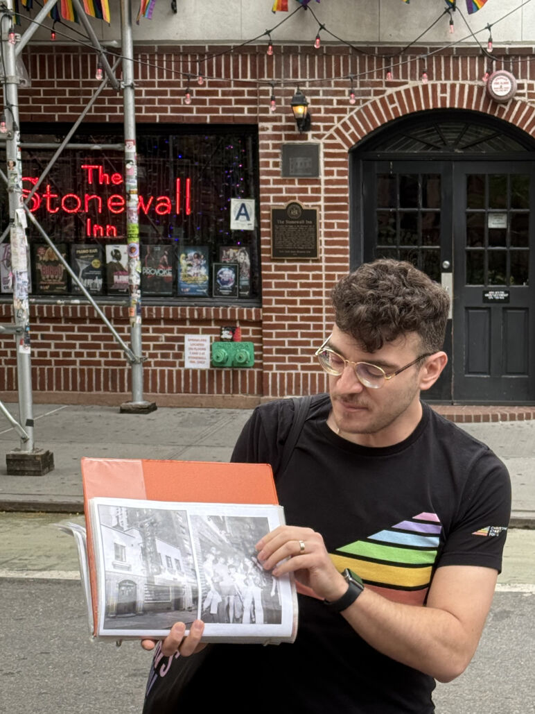 Michael Venturiello, founder of Christopher Street Tours, stands in front of The Stonewall Inn.