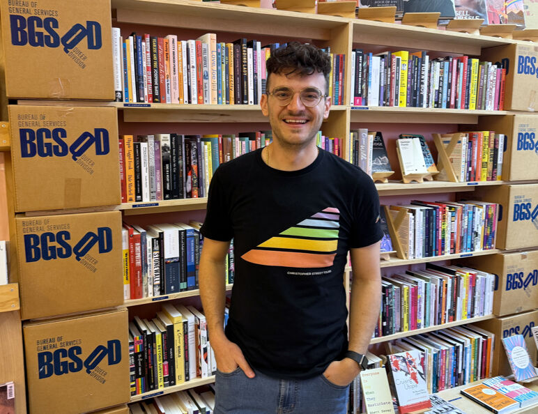 Michael Venturiello at the BGSQD bookstore at New York City's LGBTQ Center.