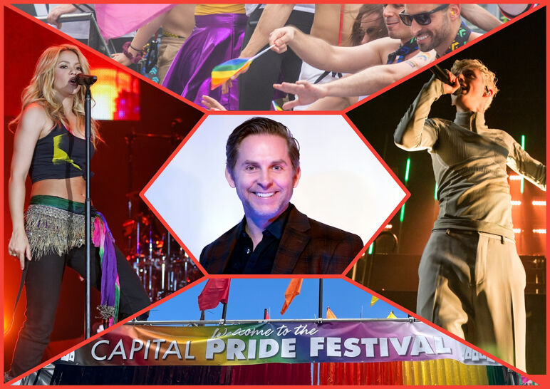 Ryan Bos, Executive Director of the Capital Pride Alliance, center, and highlights from WorldPride.