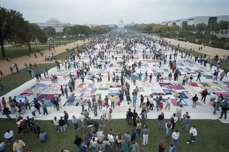 The AIDS Quilt on display as part of the Second National March on Washington for Gay and Lesbian Rights, October 11, 1987.